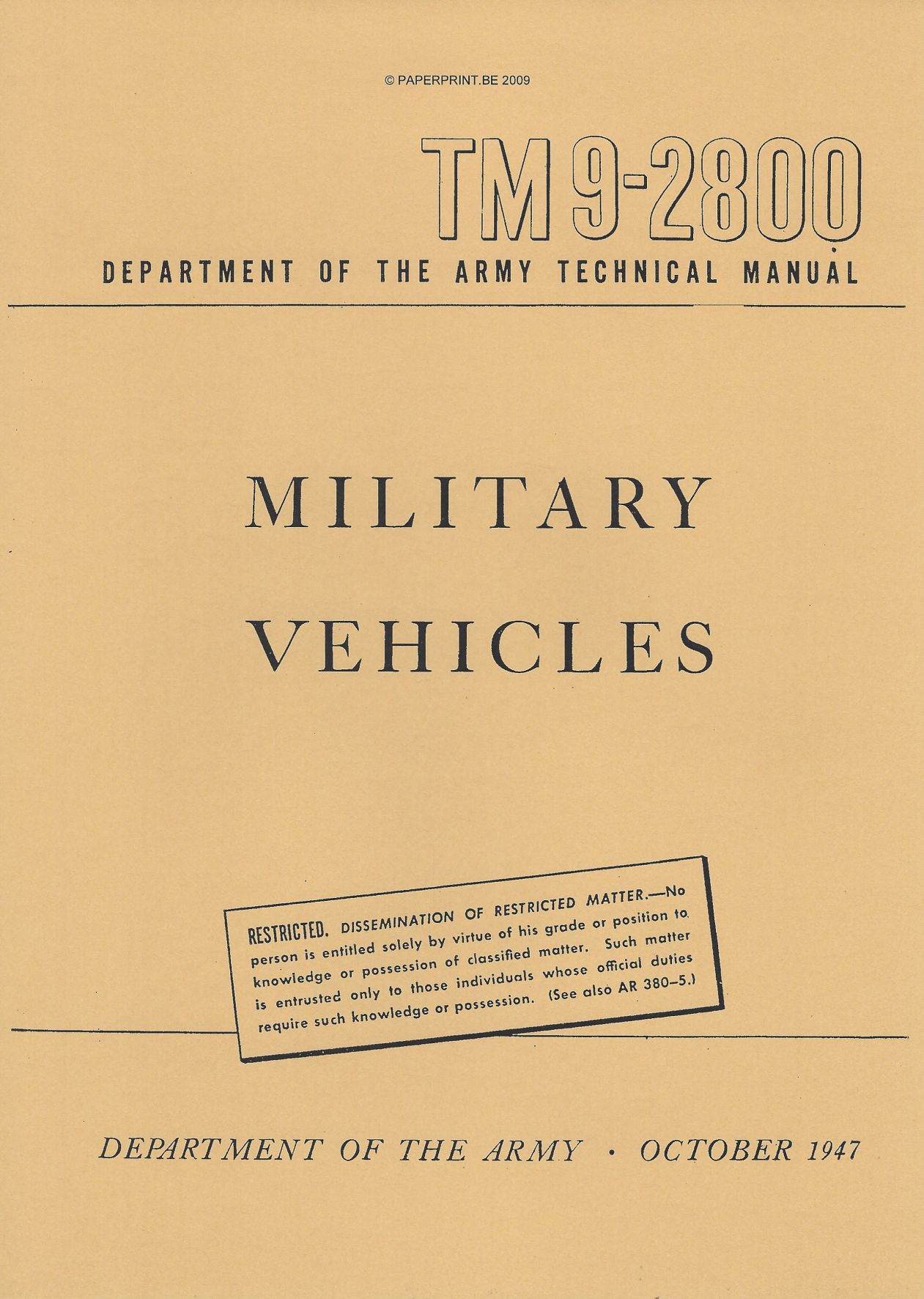 TM 9-2800 1947 US MILITARY VEHICLES